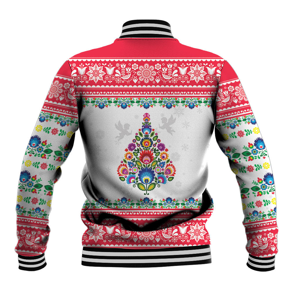 Poland Christmas Baseball Jacket Polish Folk Art Christmas Tree