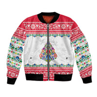 Poland Christmas Bomber Jacket Polish Folk Art Christmas Tree