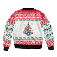 Poland Christmas Bomber Jacket Polish Folk Art Christmas Tree