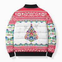 Poland Christmas Bomber Puffer Jacket Polish Folk Art Christmas Tree