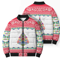 Poland Christmas Bomber Puffer Jacket Polish Folk Art Christmas Tree