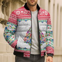 Poland Christmas Bomber Puffer Jacket Polish Folk Art Christmas Tree
