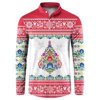 Poland Christmas Button Sweatshirt Polish Folk Art Christmas Tree