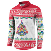 Poland Christmas Button Sweatshirt Polish Folk Art Christmas Tree