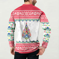 Poland Christmas Button Sweatshirt Polish Folk Art Christmas Tree