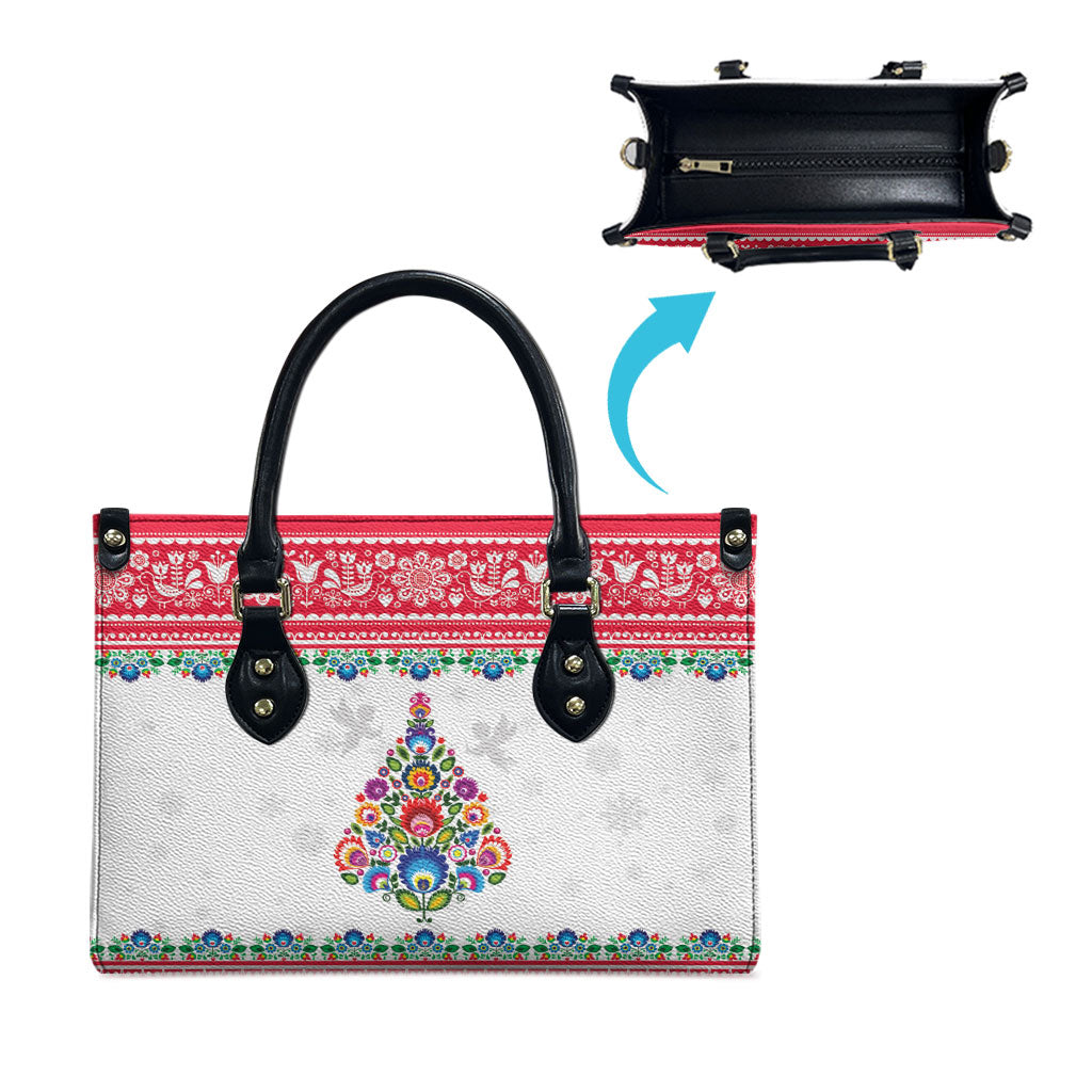 Poland Christmas Leather Bag Polish Folk Art Christmas Tree
