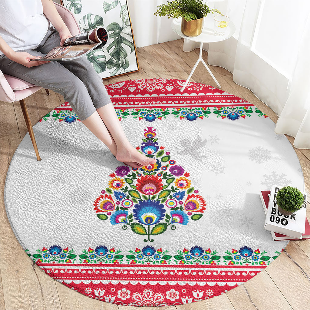 Poland Christmas Round Carpet Polish Folk Art Christmas Tree