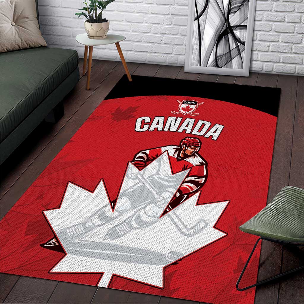 Canada Hockey Area Rug Maple Leaves Sporty Style