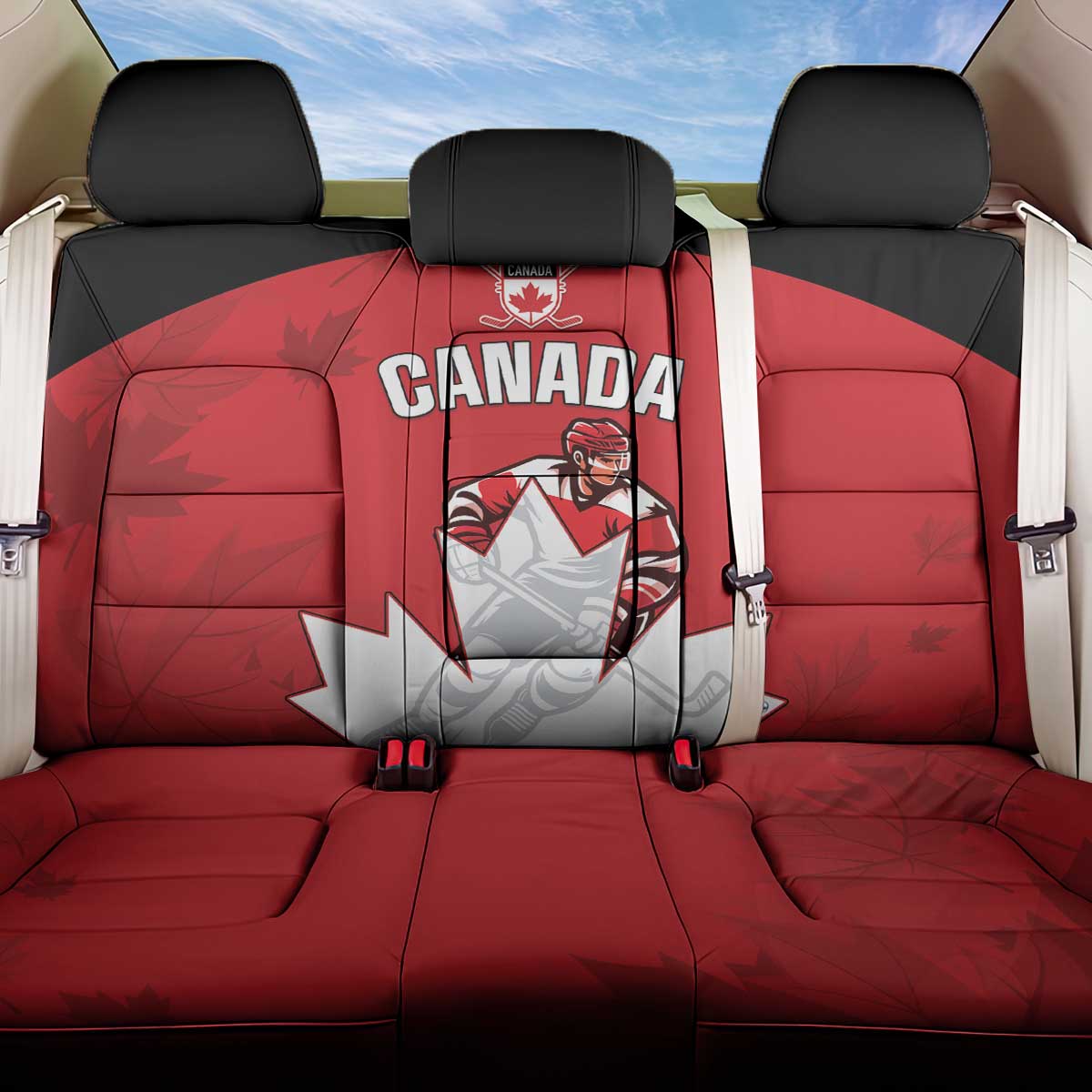 Canada Hockey Back Car Seat Cover Maple Leaves Sporty Style