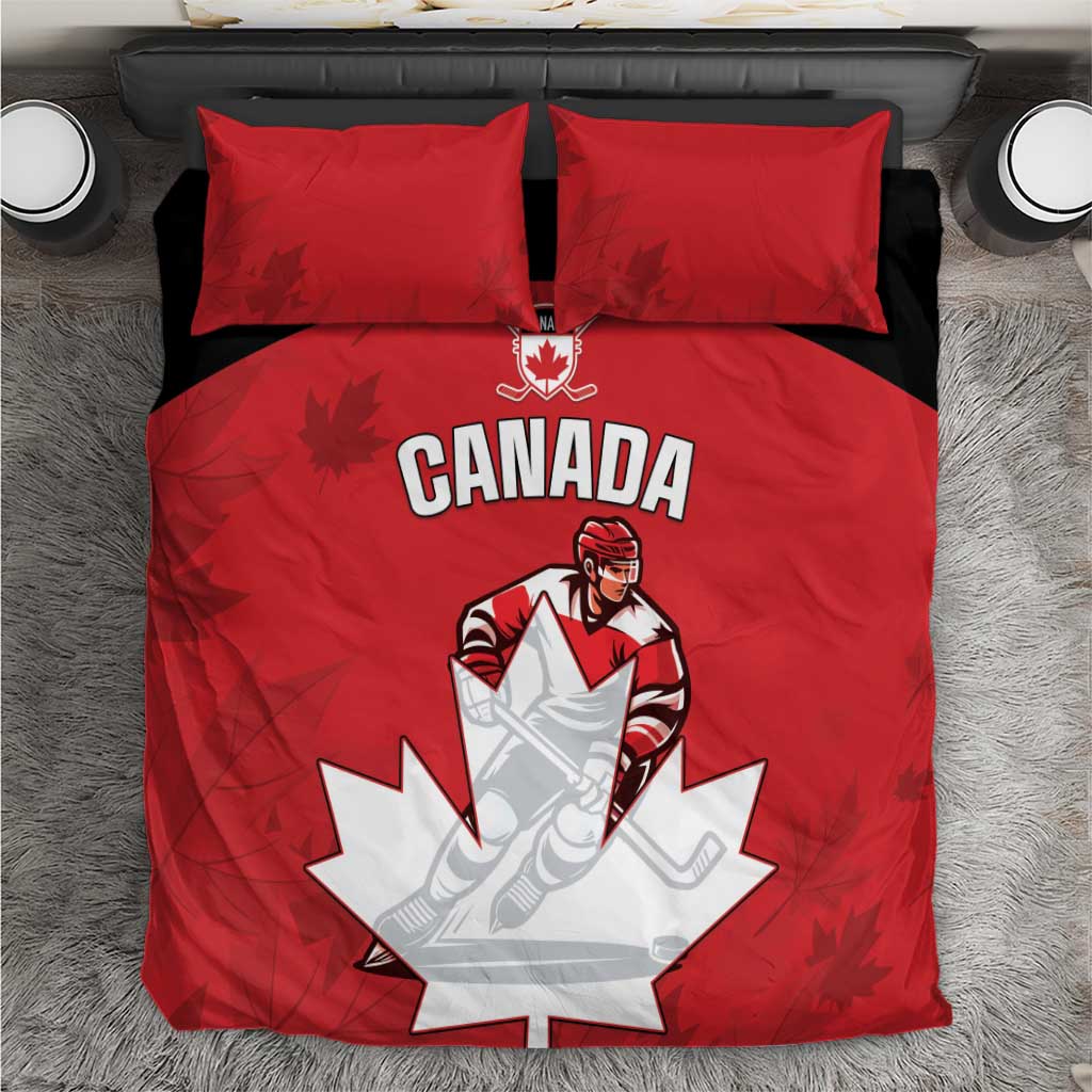 Canada Hockey Bedding Set Maple Leaves Sporty Style