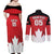 Custom Canada Hockey Couples Matching Off Shoulder Maxi Dress and Long Sleeve Button Shirt Maple Leaves Sporty Style