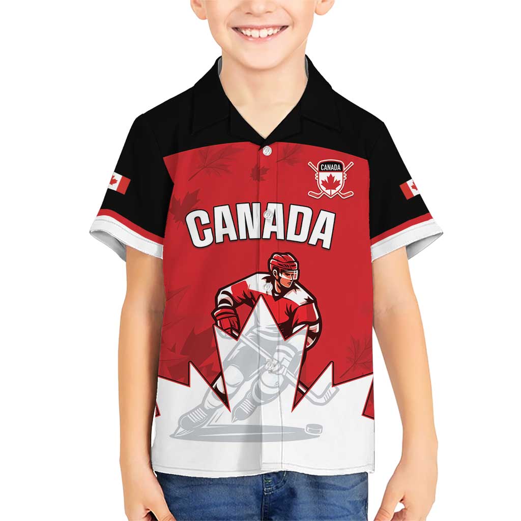 Custom Canada Hockey Kid Hawaiian Shirt Maple Leaves Sporty Style