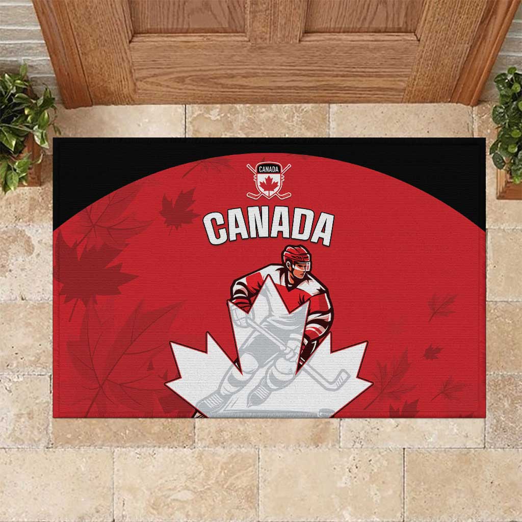 Canada Hockey Rubber Doormat Maple Leaves Sporty Style