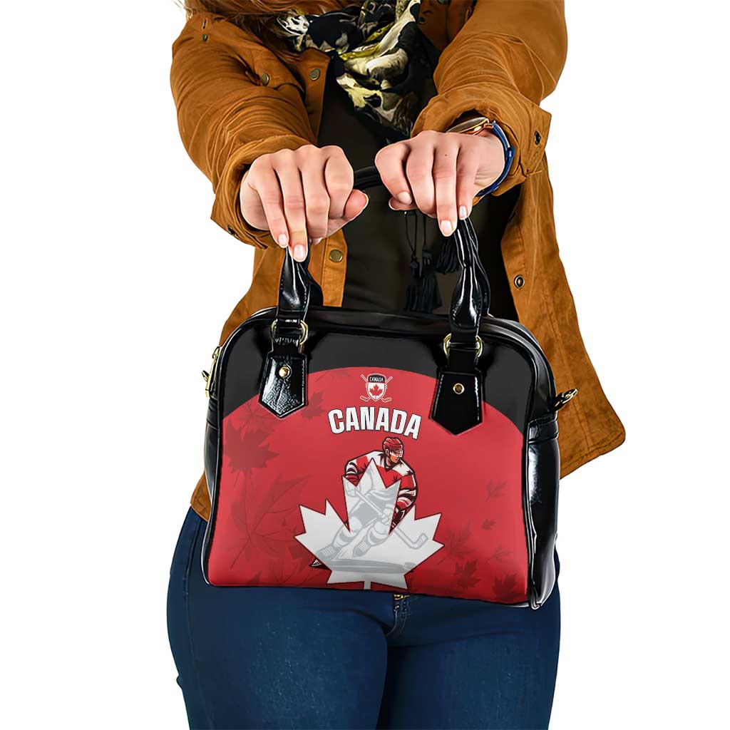 Canada Hockey Shoulder Handbag Maple Leaves Sporty Style