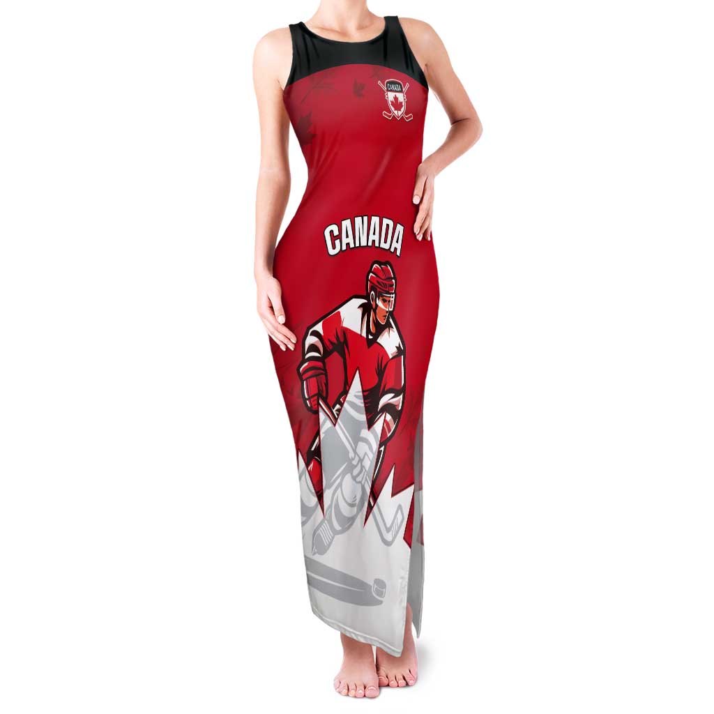 Custom Canada Hockey Tank Maxi Dress Maple Leaves Sporty Style