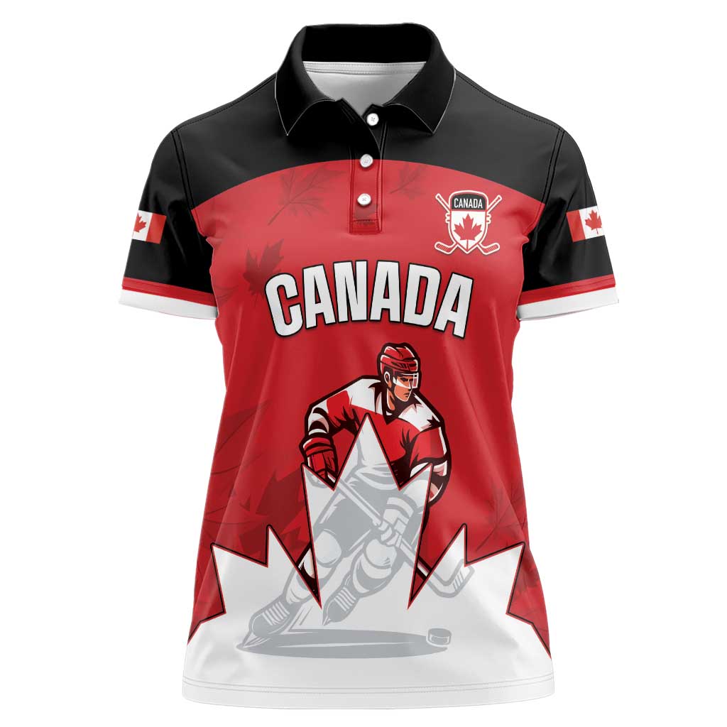 Custom Canada Hockey Women Polo Shirt Maple Leaves Sporty Style