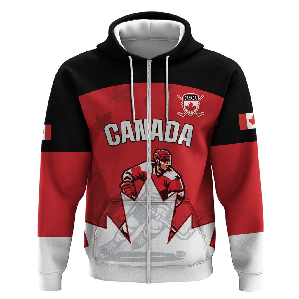 Custom Canada Hockey Zip Hoodie Maple Leaves Sporty Style