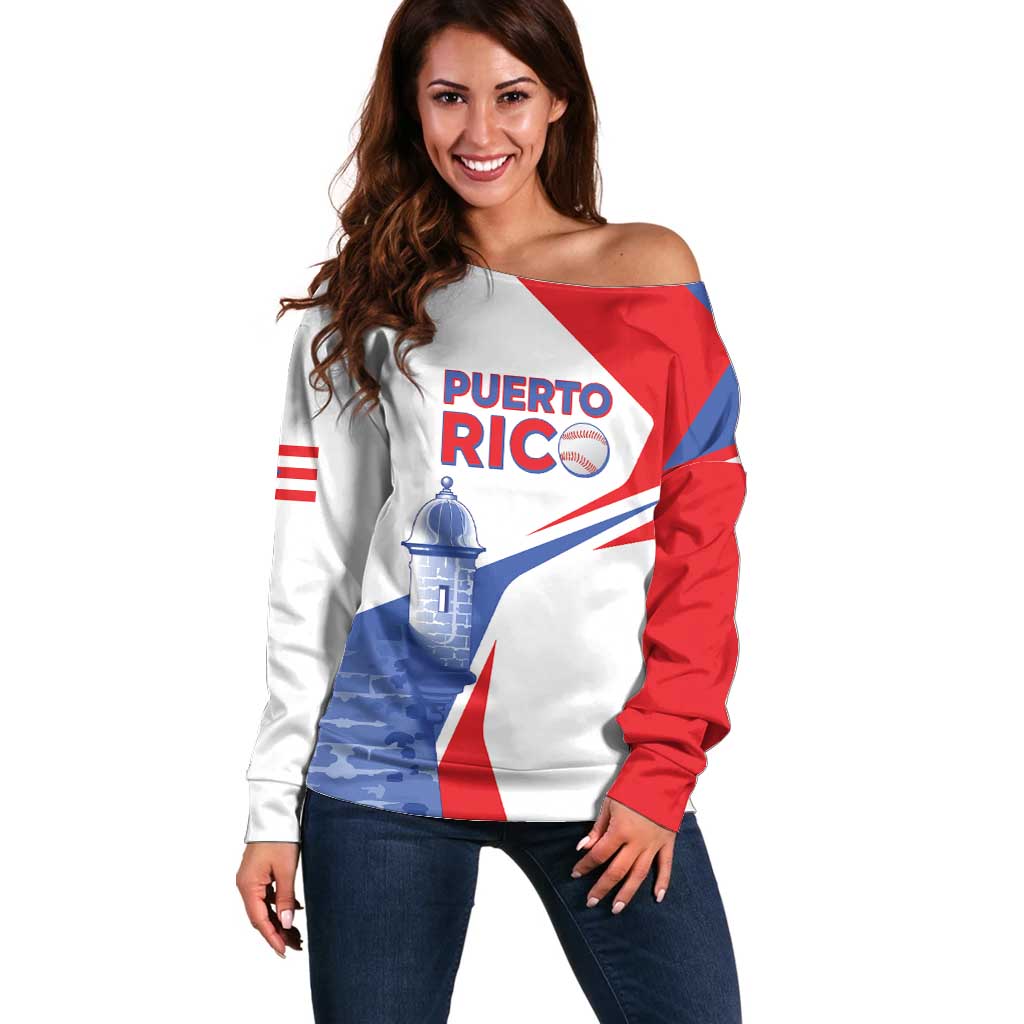 Puerto Rico Baseball Custom Off Shoulder Sweater El Morro Sporty Style