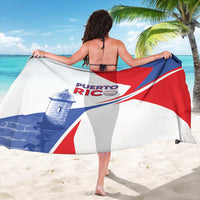 Puerto Rico baseball sarong, back side with red, white, and blue logo print