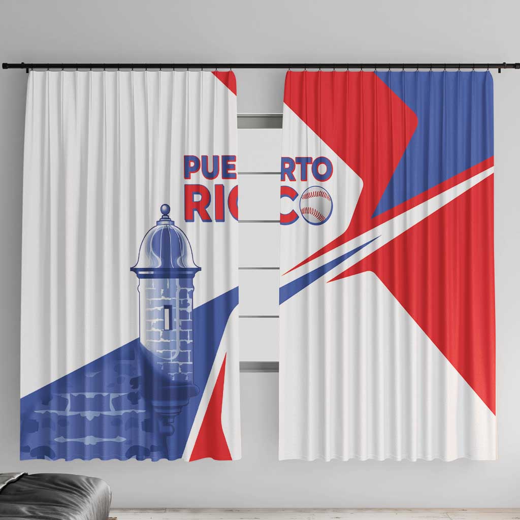 Puerto Rico Baseball Window Curtain El Morro Sporty Style