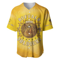 Yellow V-neck baseball jersey with Buffalo Soldiers graphic on front