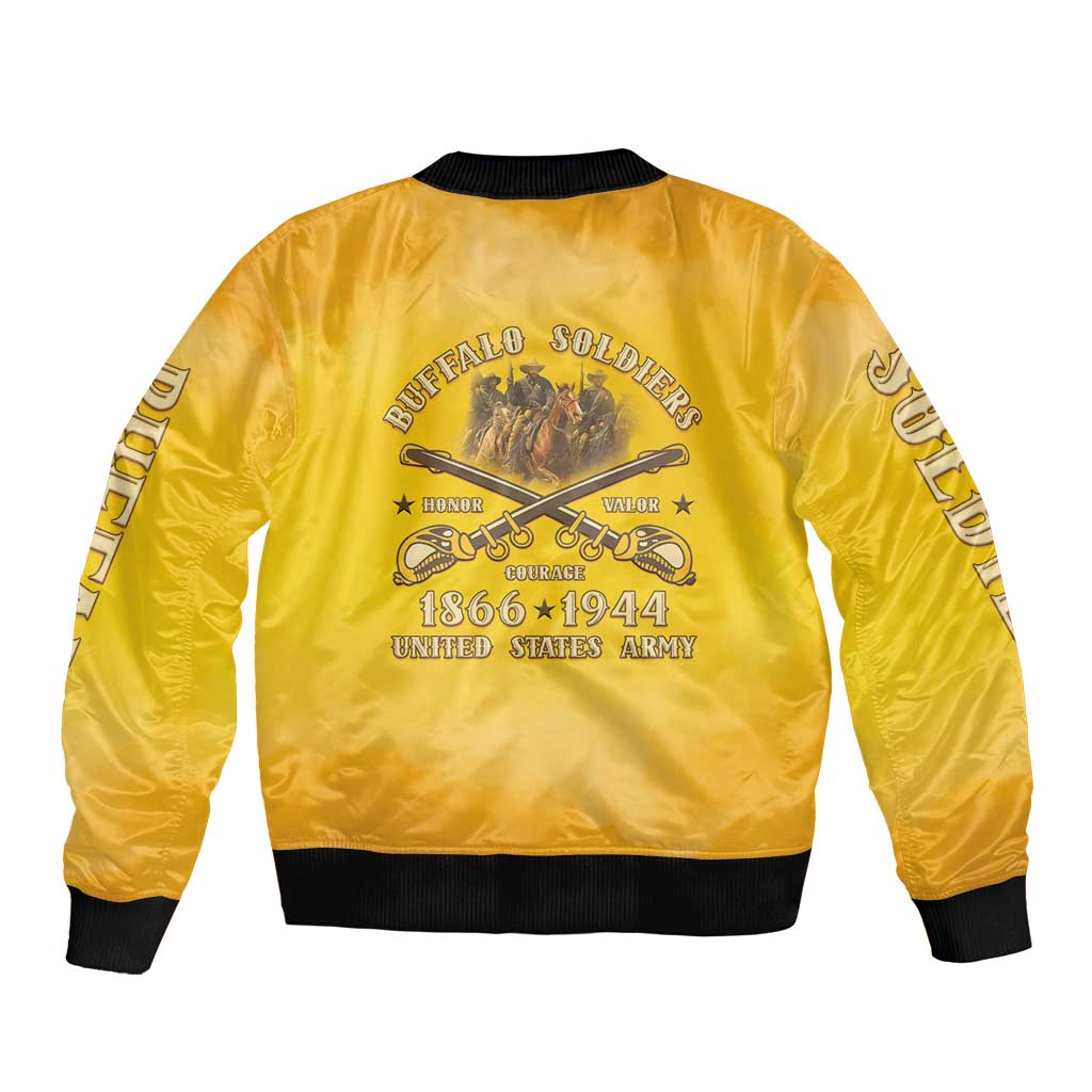 Honor Buffalo Soldiers Bomber Jacket African American Cavalry Yellow Version - Wonder Print Shop