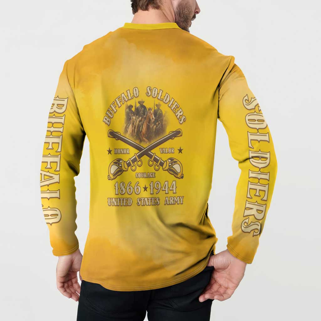 Honor Buffalo Soldiers Button Sweatshirt African American Cavalry Yellow Version - Wonder Print Shop