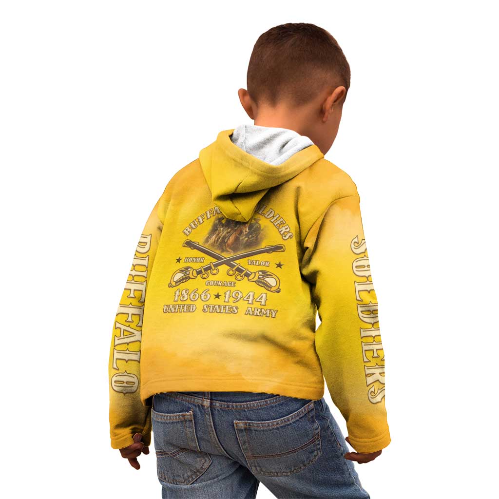 Honor Buffalo Soldiers Kid Hoodie African American Cavalry Yellow Version - Wonder Print Shop