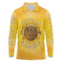 Honor Buffalo Soldiers Long Sleeve Polo Shirt African American Cavalry Yellow Version - Wonder Print Shop