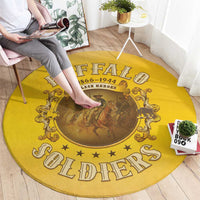 Honor Buffalo Soldiers Round Carpet African American Cavalry Yellow Version - Wonder Print Shop