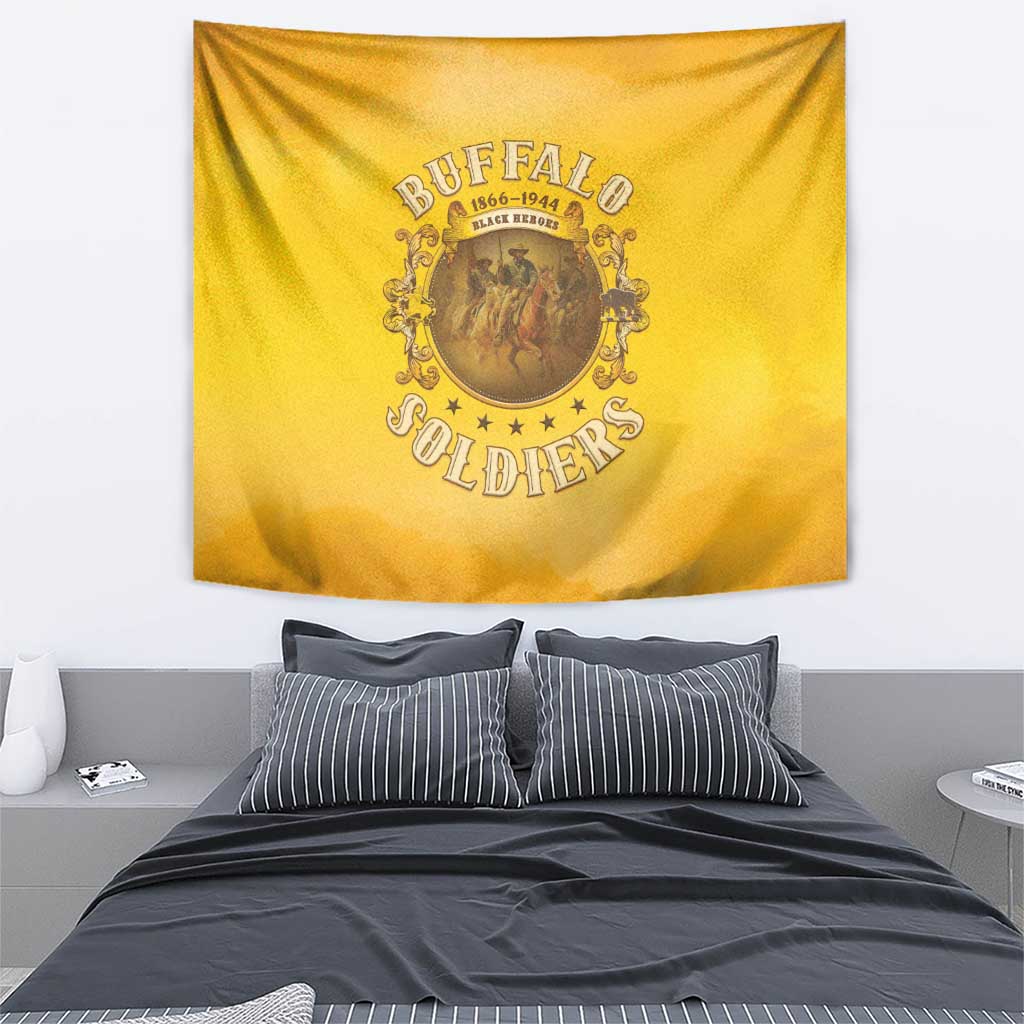 Honor Buffalo Soldiers Tapestry African American Cavalry Yellow Version - Wonder Print Shop