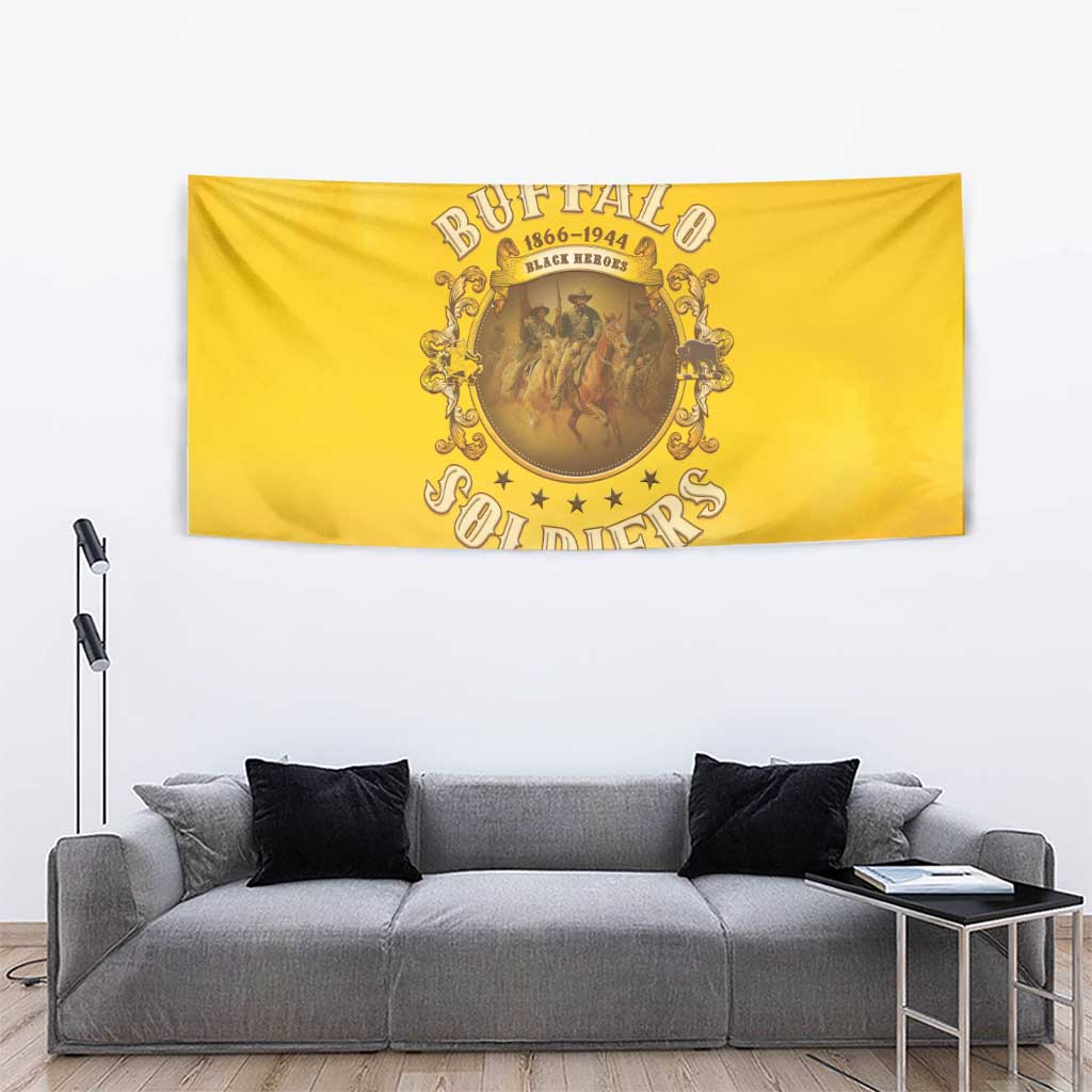 Honor Buffalo Soldiers Tapestry African American Cavalry Yellow Version - Wonder Print Shop
