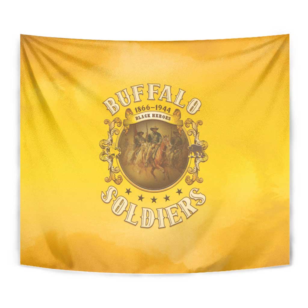 Honor Buffalo Soldiers Tapestry African American Cavalry Yellow Version - Wonder Print Shop