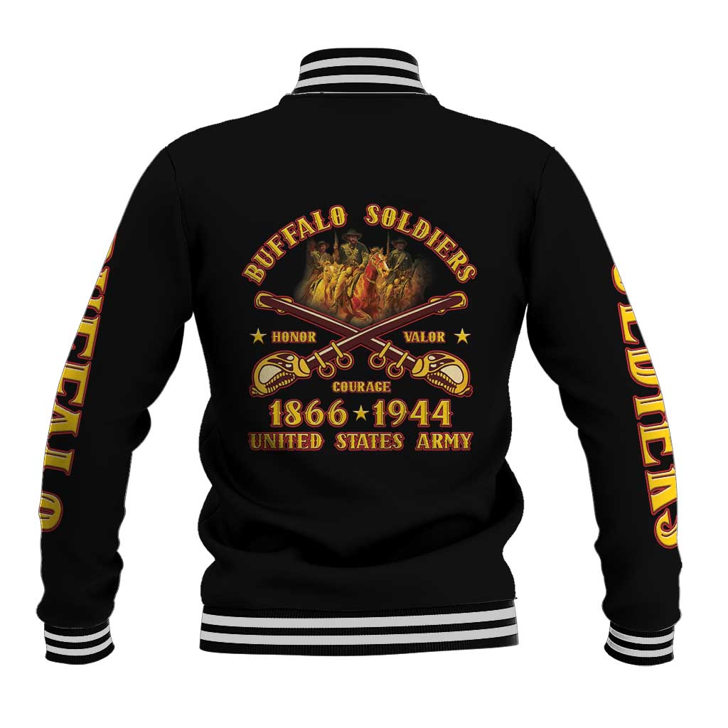 Honor Buffalo Soldiers Baseball Jacket African American Cavalry Black Version - Wonder Print Shop