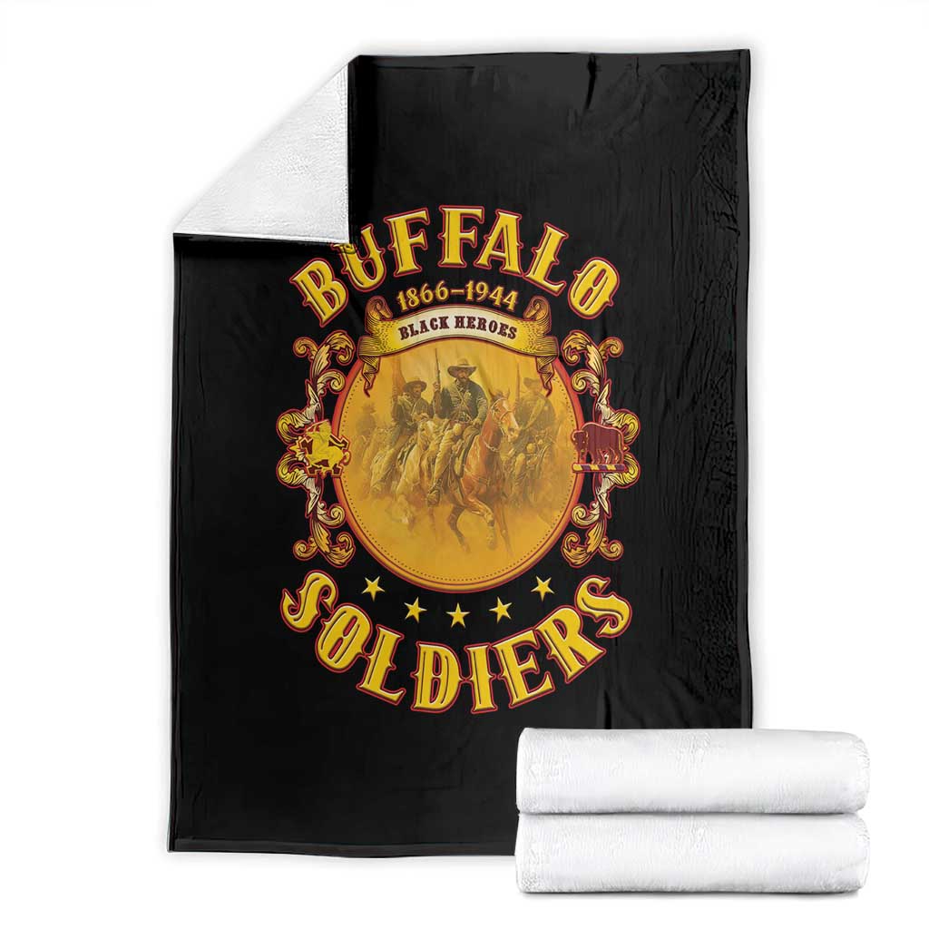Honor Buffalo Soldiers Blanket African American Cavalry Black Version - Wonder Print Shop