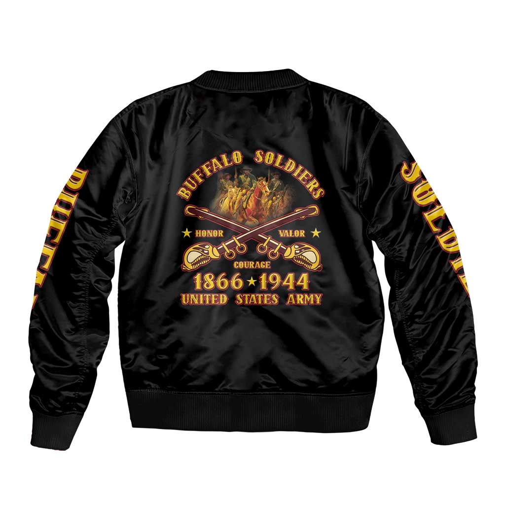 Honor Buffalo Soldiers Bomber Jacket African American Cavalry Black Version - Wonder Print Shop