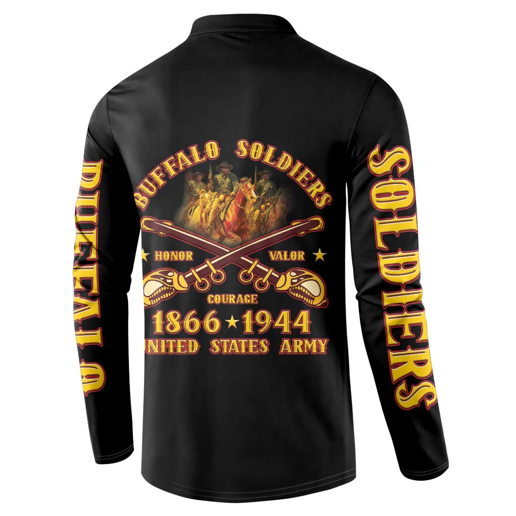 Honor Buffalo Soldiers Button Sweatshirt African American Cavalry Black Version - Wonder Print Shop