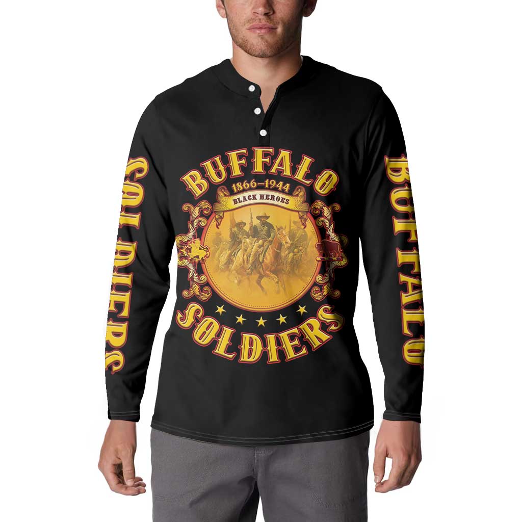 Honor Buffalo Soldiers Button Sweatshirt African American Cavalry Black Version - Wonder Print Shop