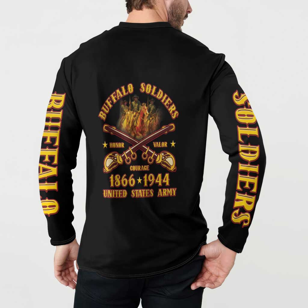 Honor Buffalo Soldiers Button Sweatshirt African American Cavalry Black Version - Wonder Print Shop