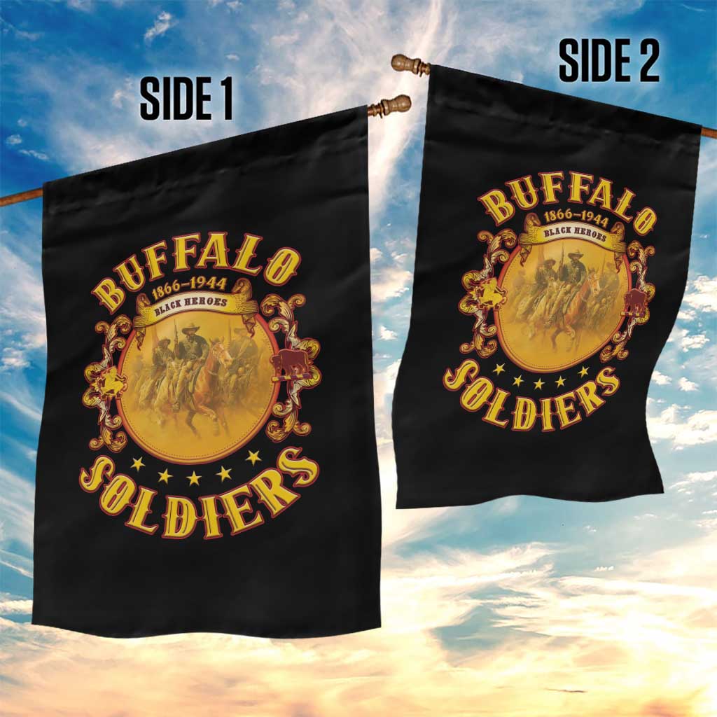Honor Buffalo Soldiers Garden Flag African American Cavalry Black Version - Wonder Print Shop