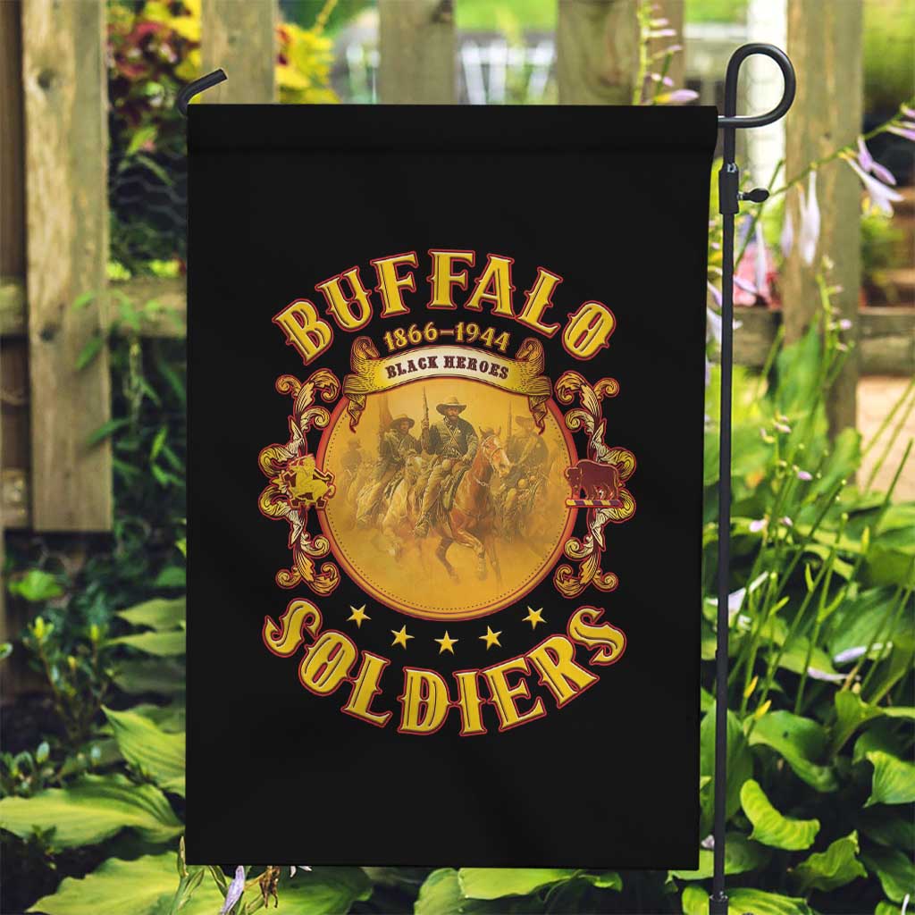Honor Buffalo Soldiers Garden Flag African American Cavalry Black Version - Wonder Print Shop