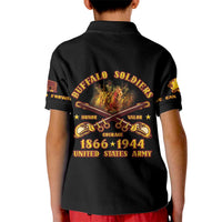 Honor Buffalo Soldiers Kid Polo Shirt African American Cavalry Black Version - Wonder Print Shop