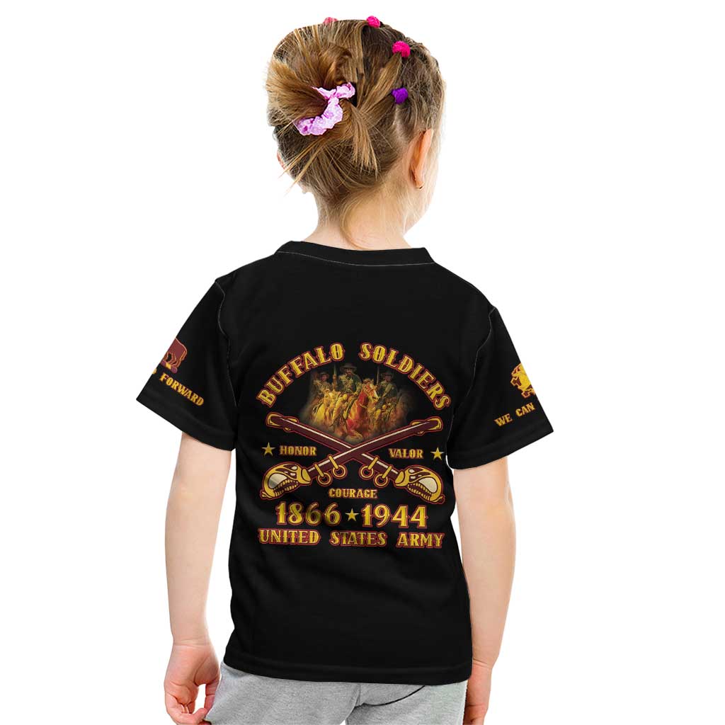 Honor Buffalo Soldiers Kid T Shirt African American Cavalry Black Version - Wonder Print Shop