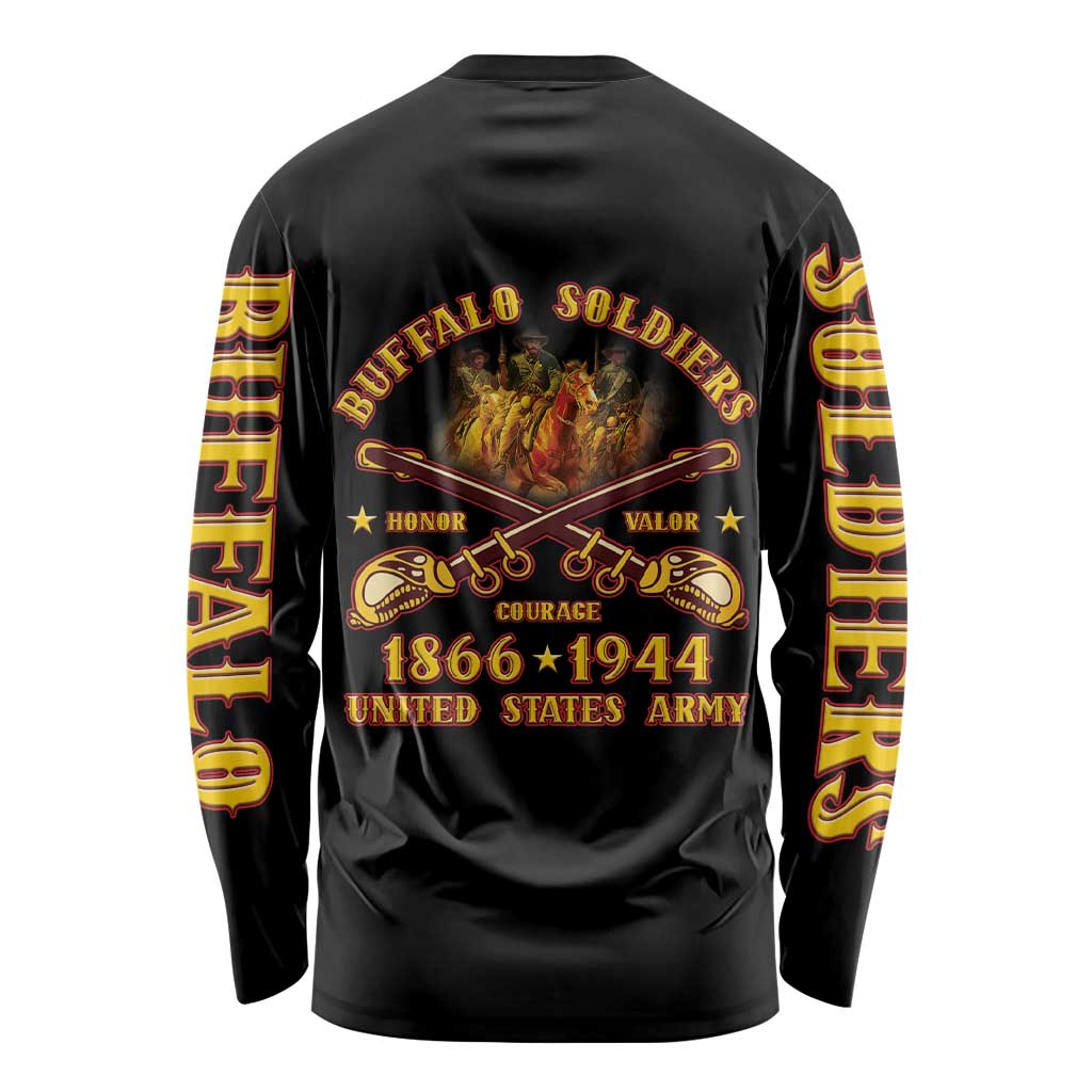 Honor Buffalo Soldiers Long Sleeve Shirt African American Cavalry Black Version - Wonder Print Shop
