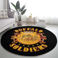 Honor Buffalo Soldiers Round Carpet African American Cavalry Black Version - Wonder Print Shop