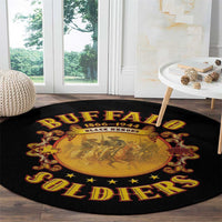 Honor Buffalo Soldiers Round Carpet African American Cavalry Black Version - Wonder Print Shop