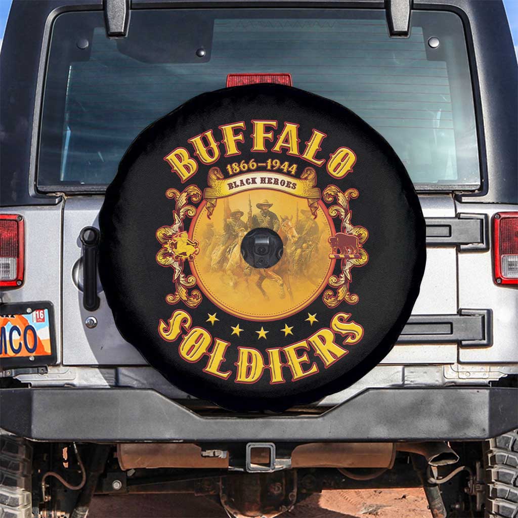 Honor Buffalo Soldiers Spare Tire Cover African American Cavalry Black Version - Wonder Print Shop