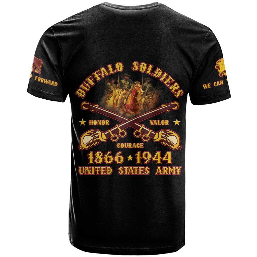 Honor Buffalo Soldiers T Shirt African American Cavalry Black Version - Wonder Print Shop