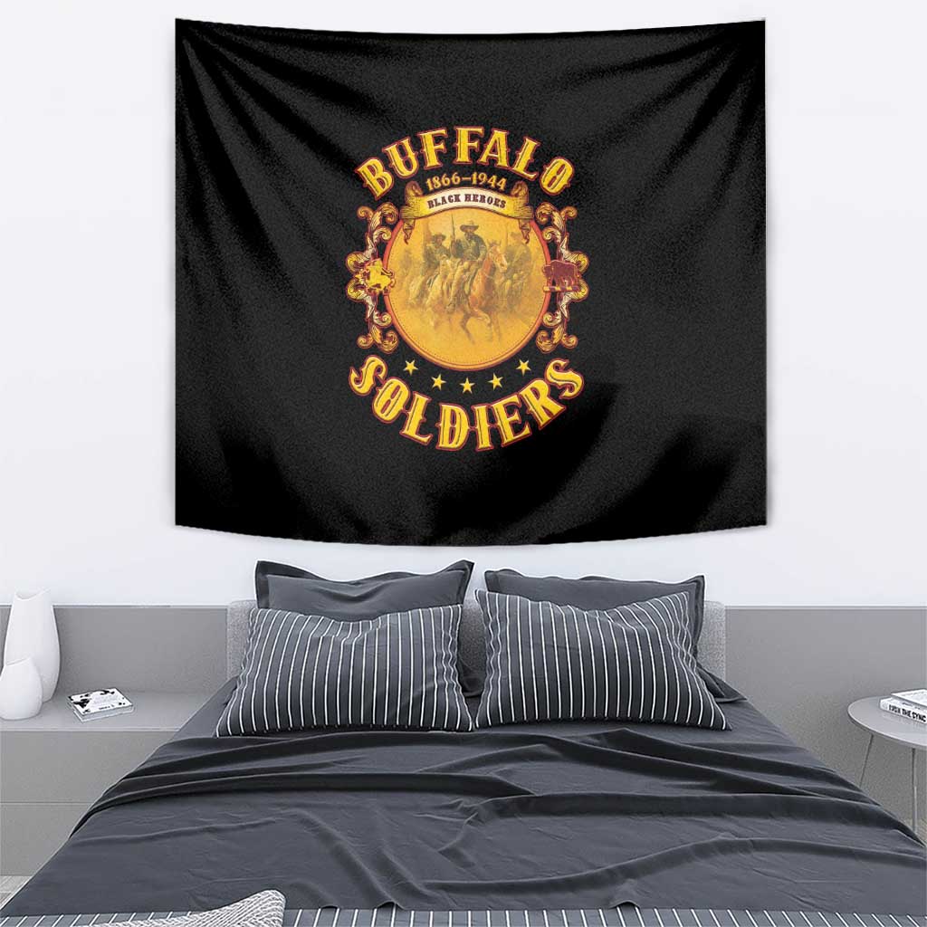 Honor Buffalo Soldiers Tapestry African American Cavalry Black Version - Wonder Print Shop