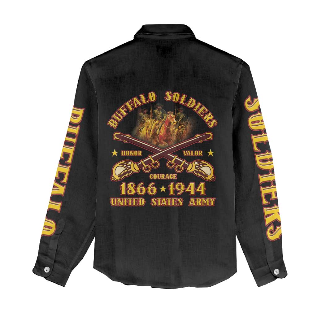 Honor Buffalo Soldiers Women Casual Shirt African American Cavalry Black Version - Wonder Print Shop